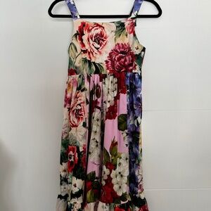 Dolce & Gabbana Multi Colored Floral Strap Sleeve Party Dress Stretch